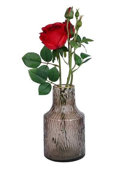 Amber Noir Ripple Brown Textured Glass Flower Vase