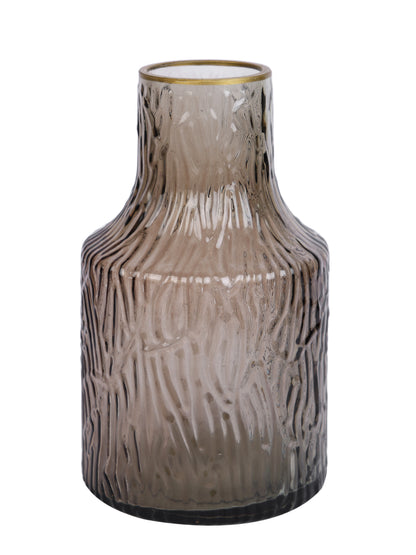 Amber Noir Ripple Brown Textured Glass Flower Vase