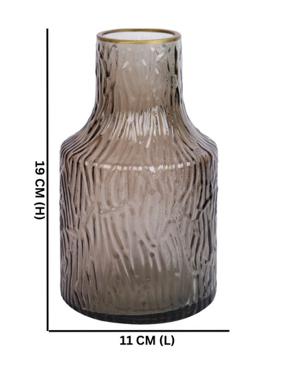 Amber Noir Ripple Brown Textured Glass Flower Vase