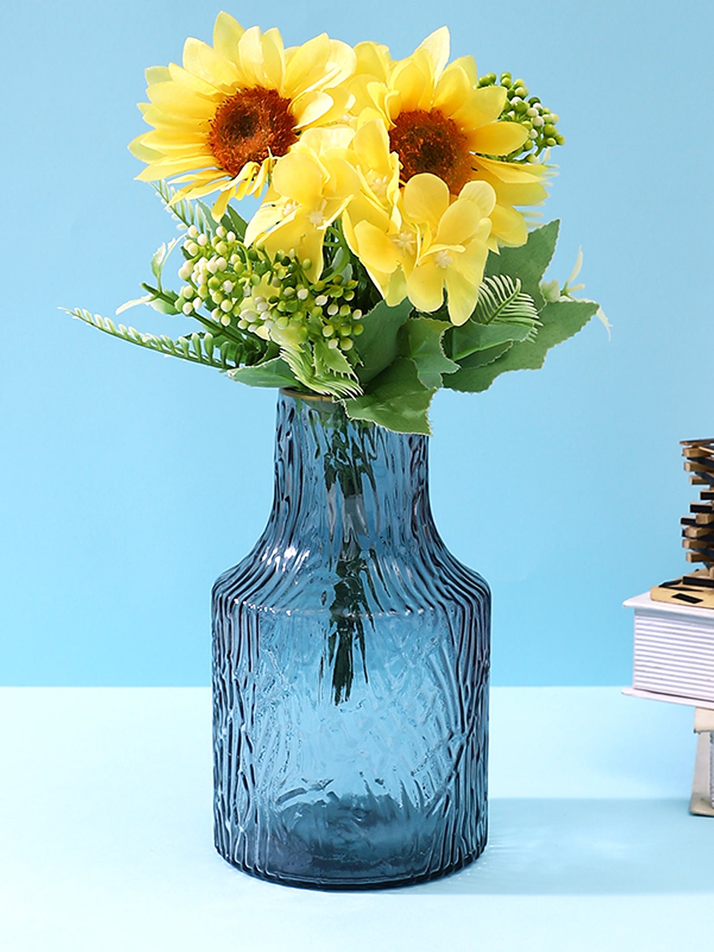Shadow Luxe Charcoal-Grey Textured Glass Flower Vase