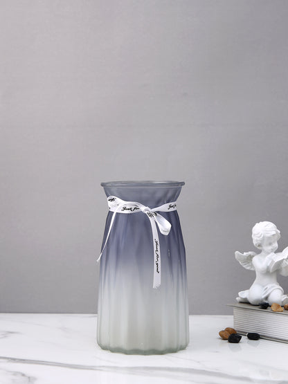Moonlit Gradient Grey & White Ombre Glass Flower Vase