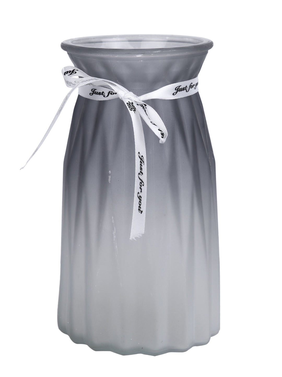 Moonlit Gradient Grey & White Ombre Glass Flower Vase