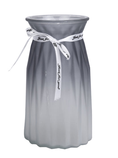 Moonlit Gradient Grey & White Ombre Glass Flower Vase