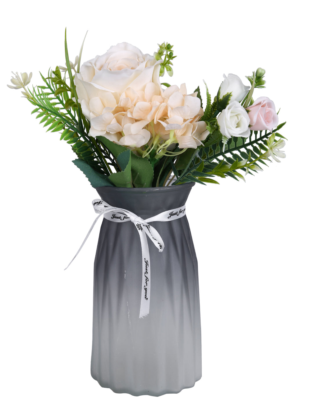 Moonlit Gradient Grey & White Ombre Glass Flower Vase