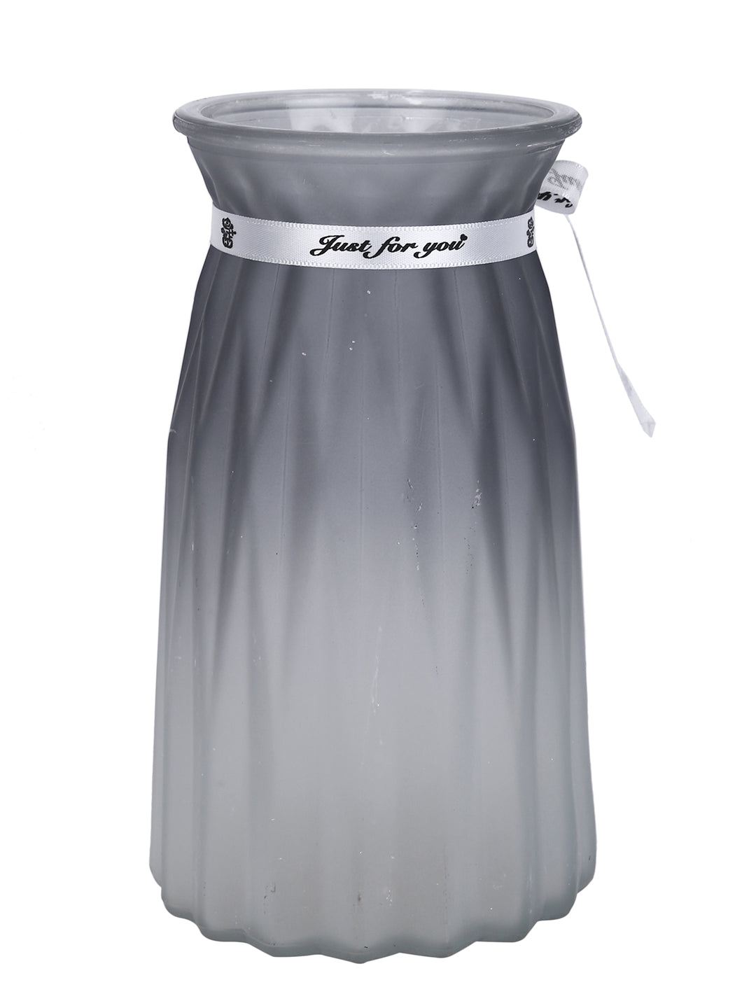 Moonlit Gradient Grey & White Ombre Glass Flower Vase