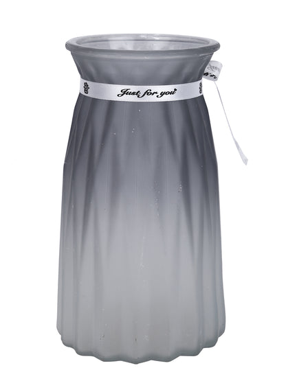 Moonlit Gradient Grey & White Ombre Glass Flower Vase