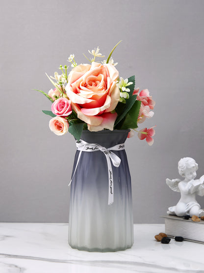 Moonlit Gradient Grey & White Ombre Glass Flower Vase