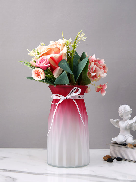 Blush Bloom Pink & White Ombre Glass Flower Vase
