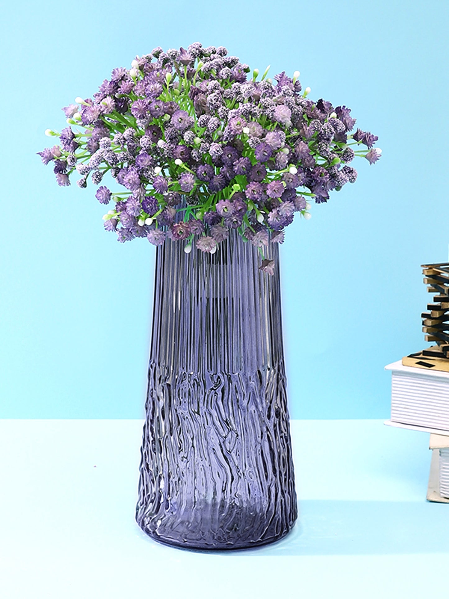 Obsidian Purple Wave Textured Glass Flower Vase