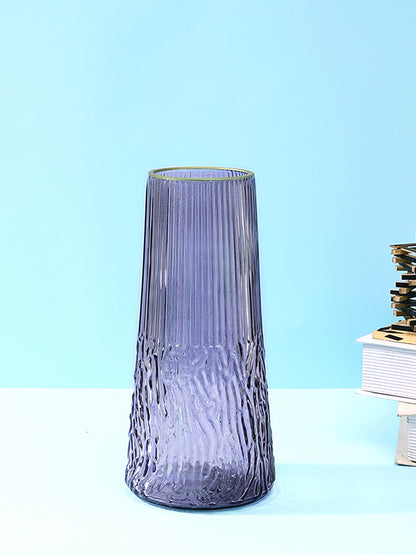 Obsidian Purple Wave Textured Glass Flower Vase