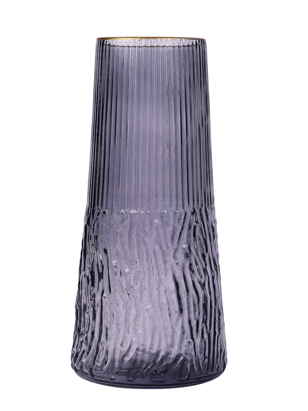 Obsidian Purple Wave Textured Glass Flower Vase
