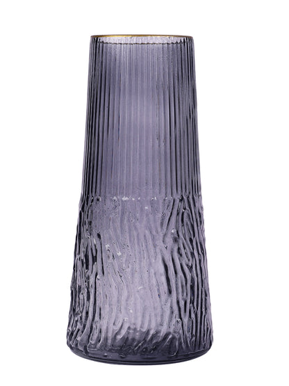 Obsidian Purple Wave Textured Glass Flower Vase