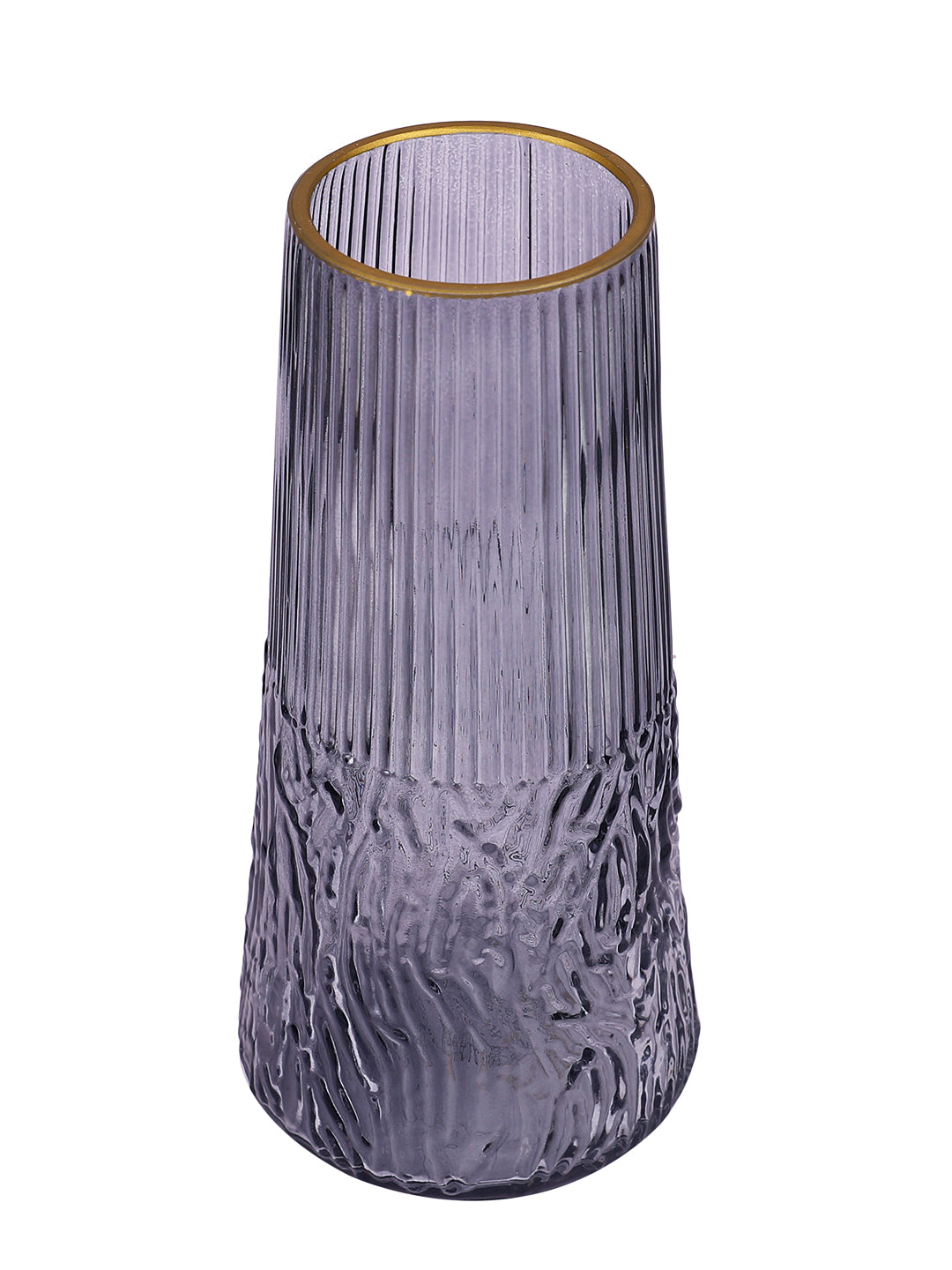 Obsidian Purple Wave Textured Glass Flower Vase