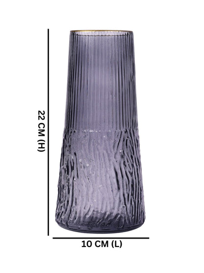 Obsidian Purple Wave Textured Glass Flower Vase