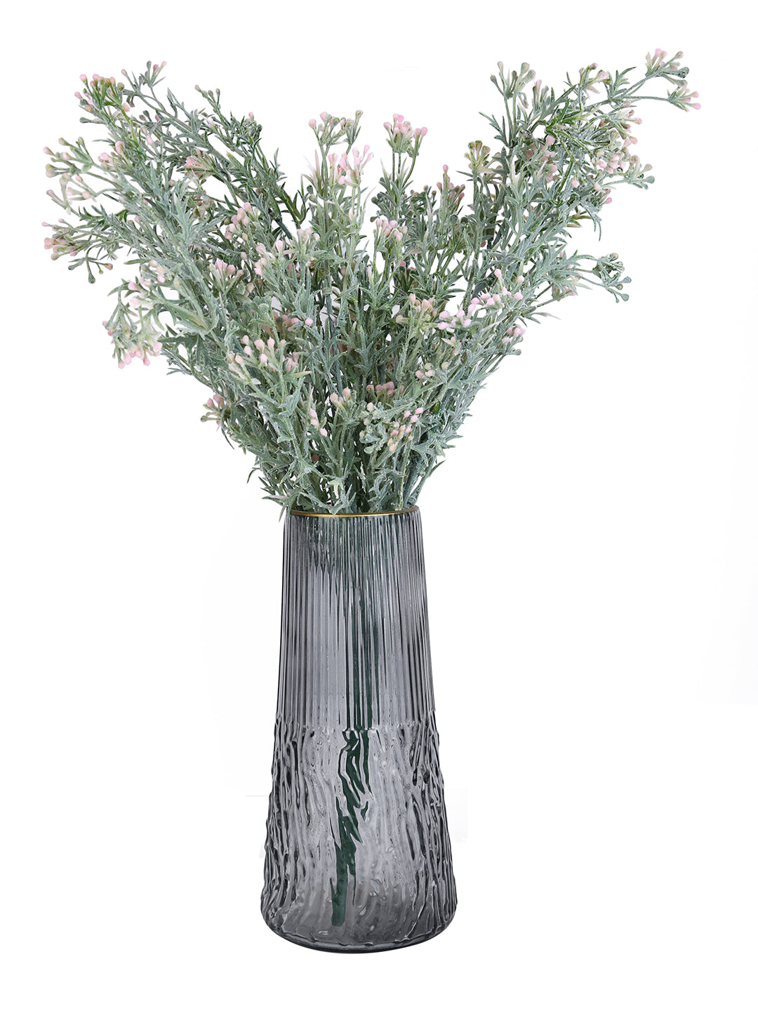 Obsidian Wave Grey Textured Glass Flower Vase