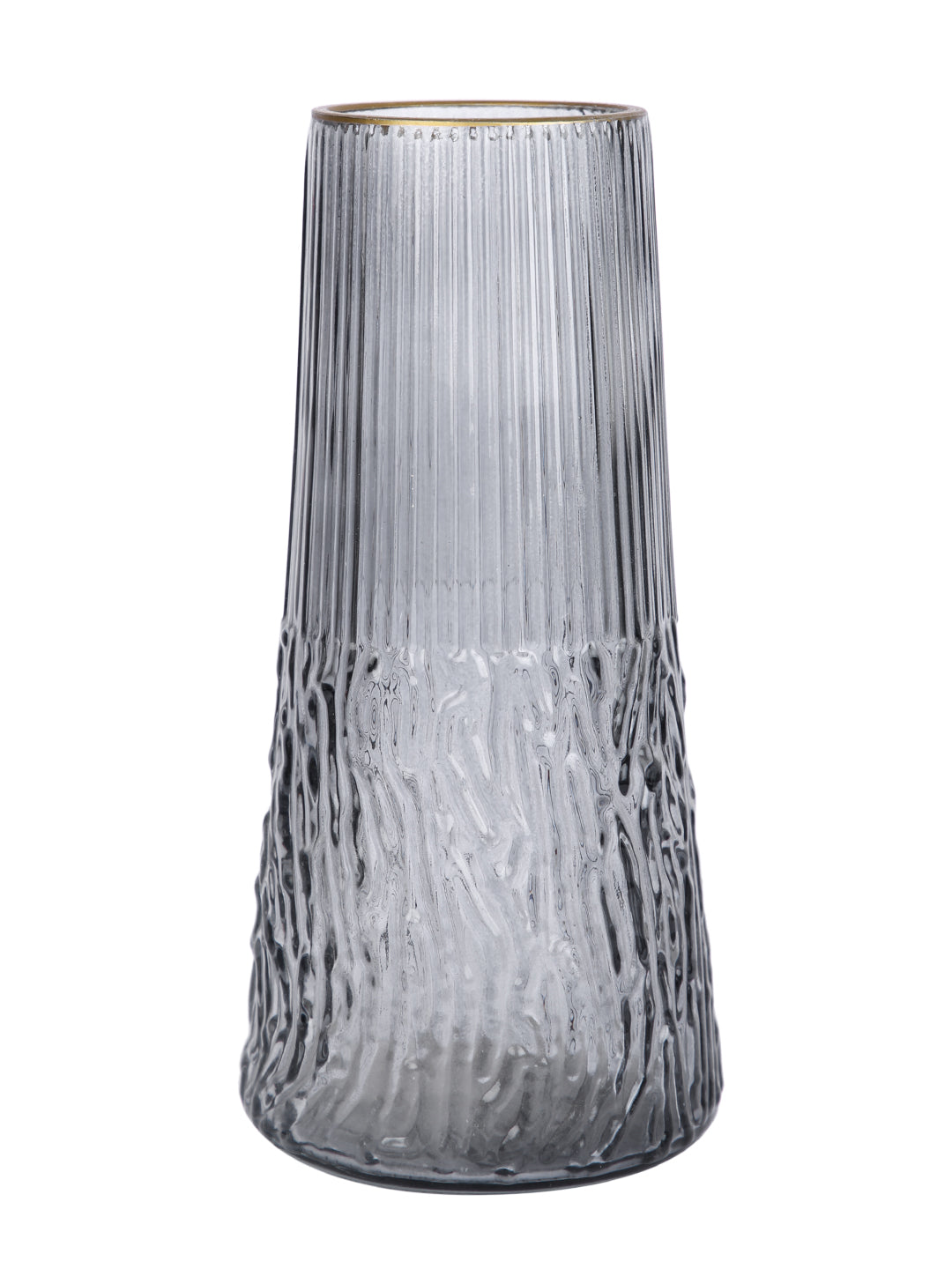 Obsidian Wave Grey Textured Glass Flower Vase