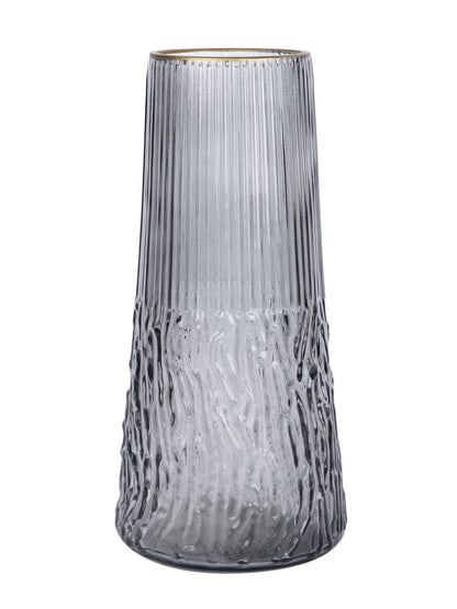Obsidian Wave Grey Textured Glass Flower Vase