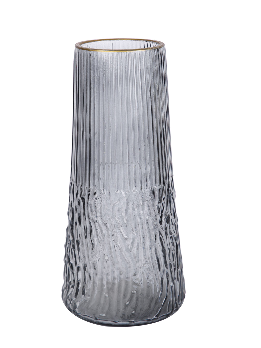 Obsidian Wave Grey Textured Glass Flower Vase