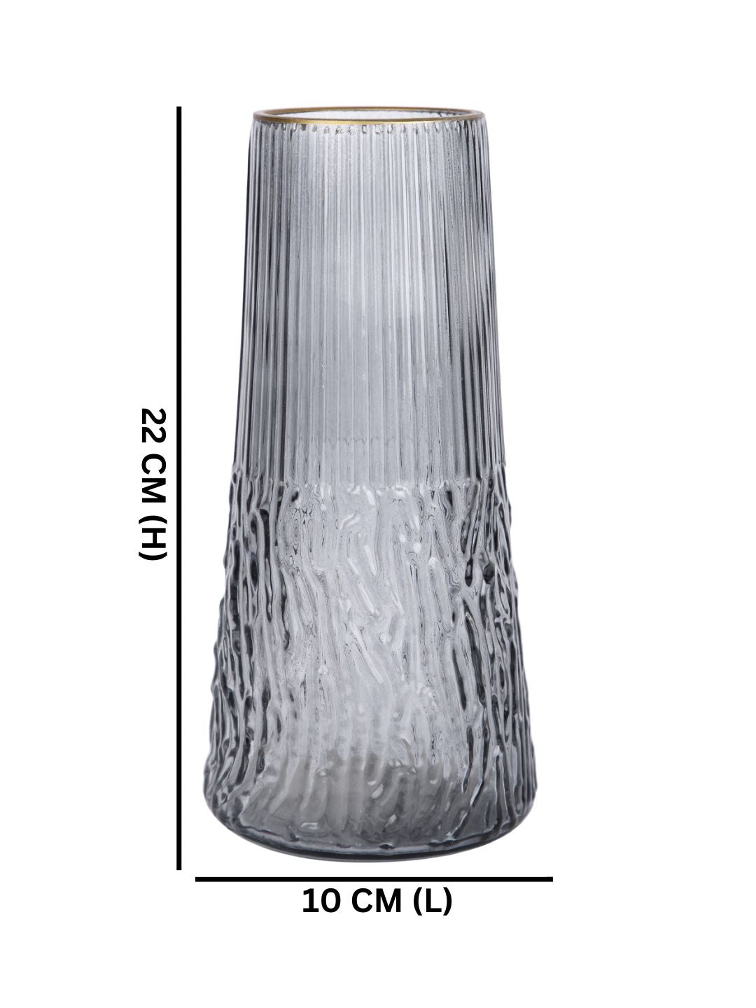 Obsidian Wave Grey Textured Glass Flower Vase