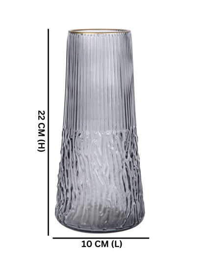 Obsidian Wave Grey Textured Glass Flower Vase