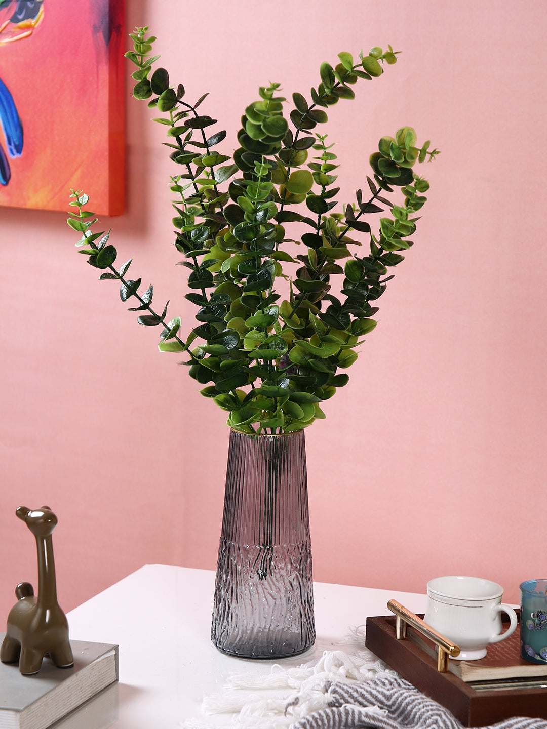 Obsidian Wave Grey Textured Glass Flower Vase