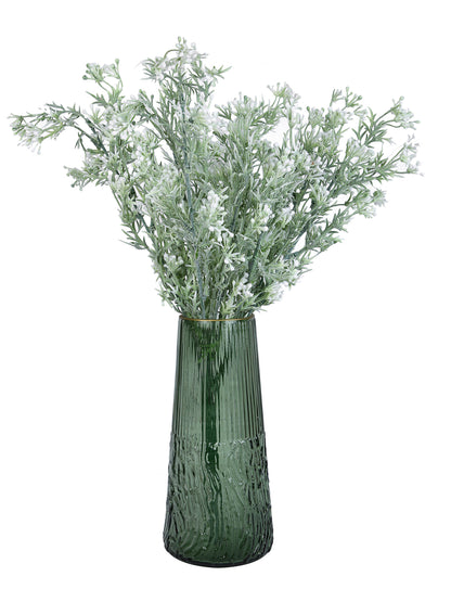 Mosswood Ripple Olive-Green Textured Glass Flower Vase