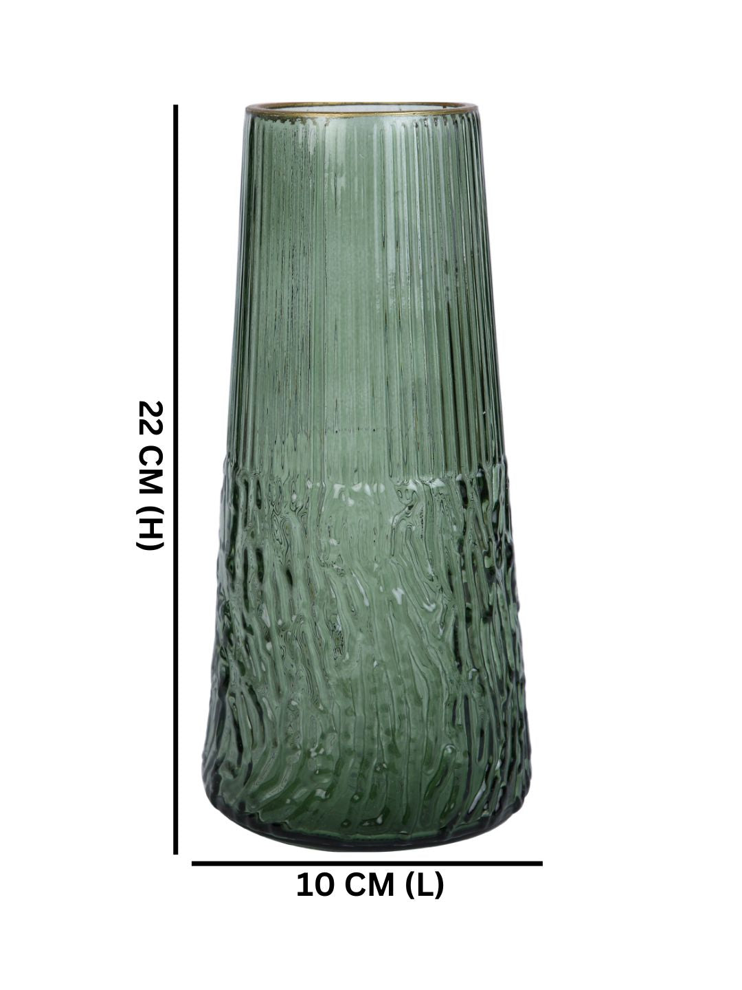 Mosswood Ripple Olive-Green Textured Glass Flower Vase