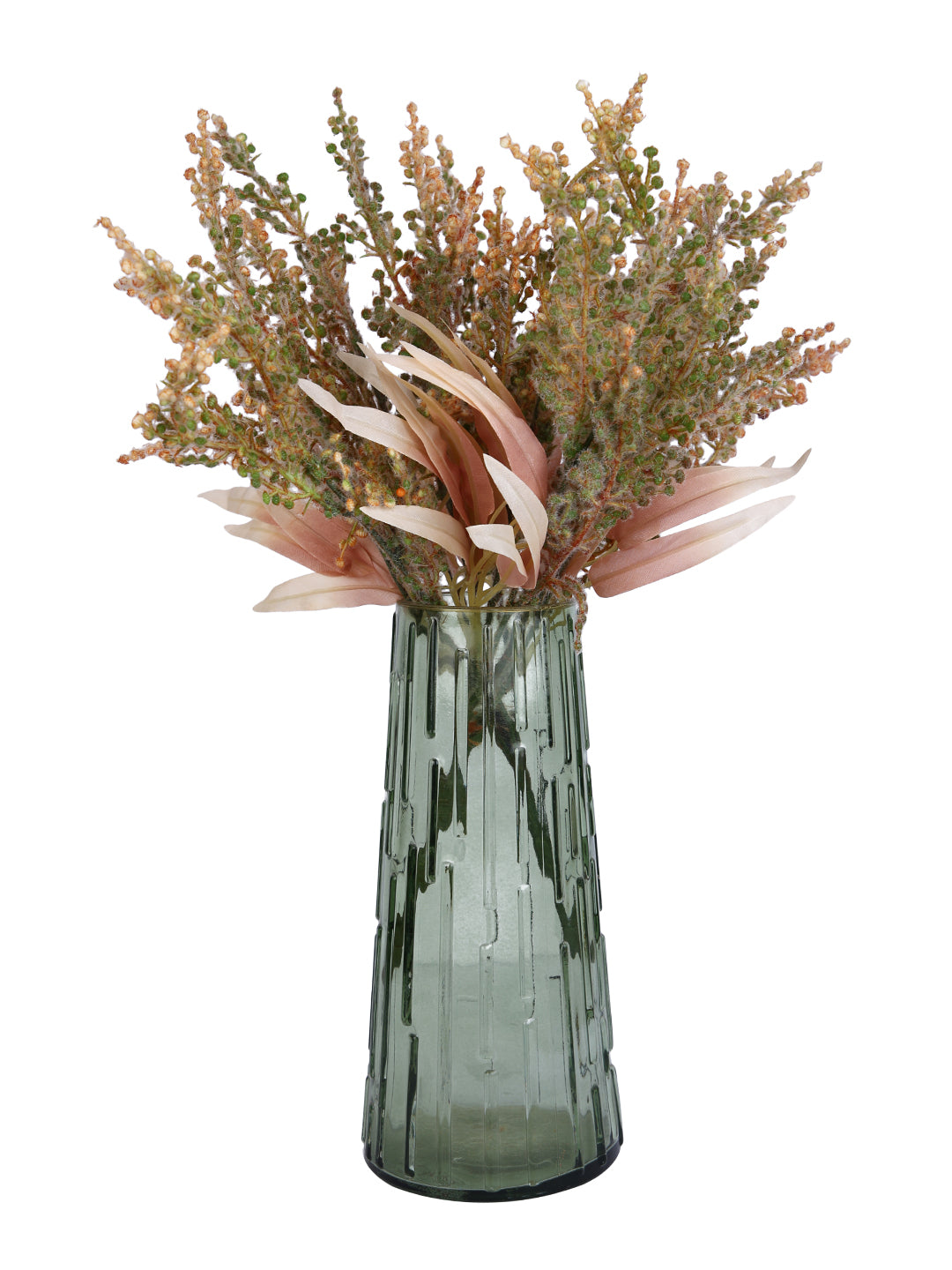 Green Crest-Textured Glass Flower Vase