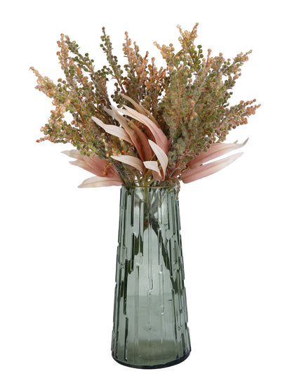 Green Crest-Textured Glass Flower Vase