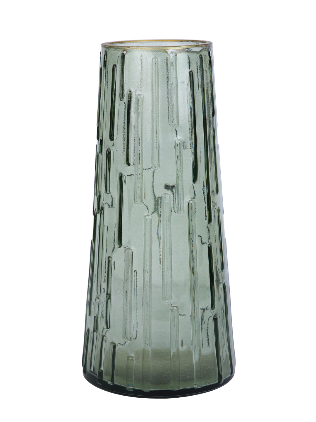 Green Crest-Textured Glass Flower Vase