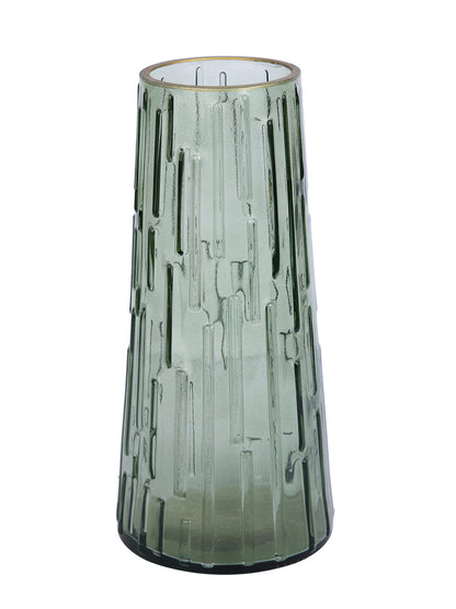 Green Crest-Textured Glass Flower Vase