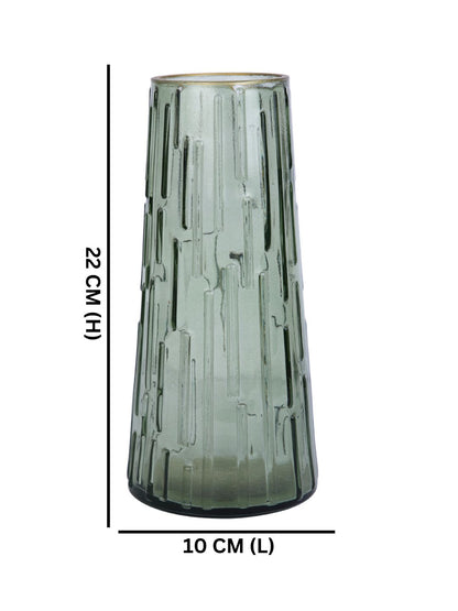 Green Crest-Textured Glass Flower Vase