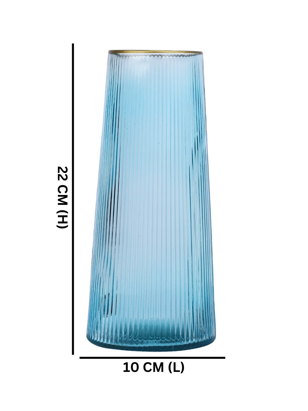 Celeste Skyline Blue Striped Glass Flower Vase