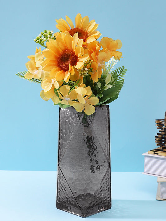 Black Diamond Textured Glass Flower Vase