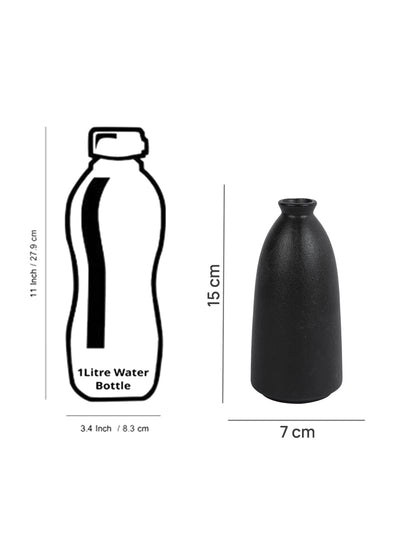 Midnight Noir Black Matte Ceramic Flower Vase