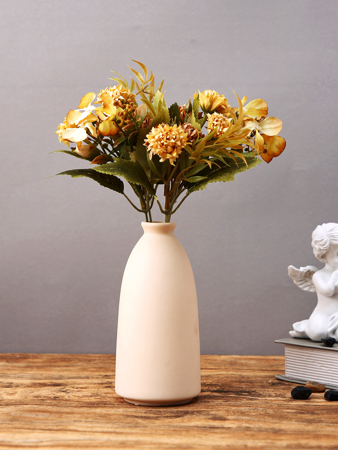 Sandstone Elegance Beige Ceramic Matte Flower Vase