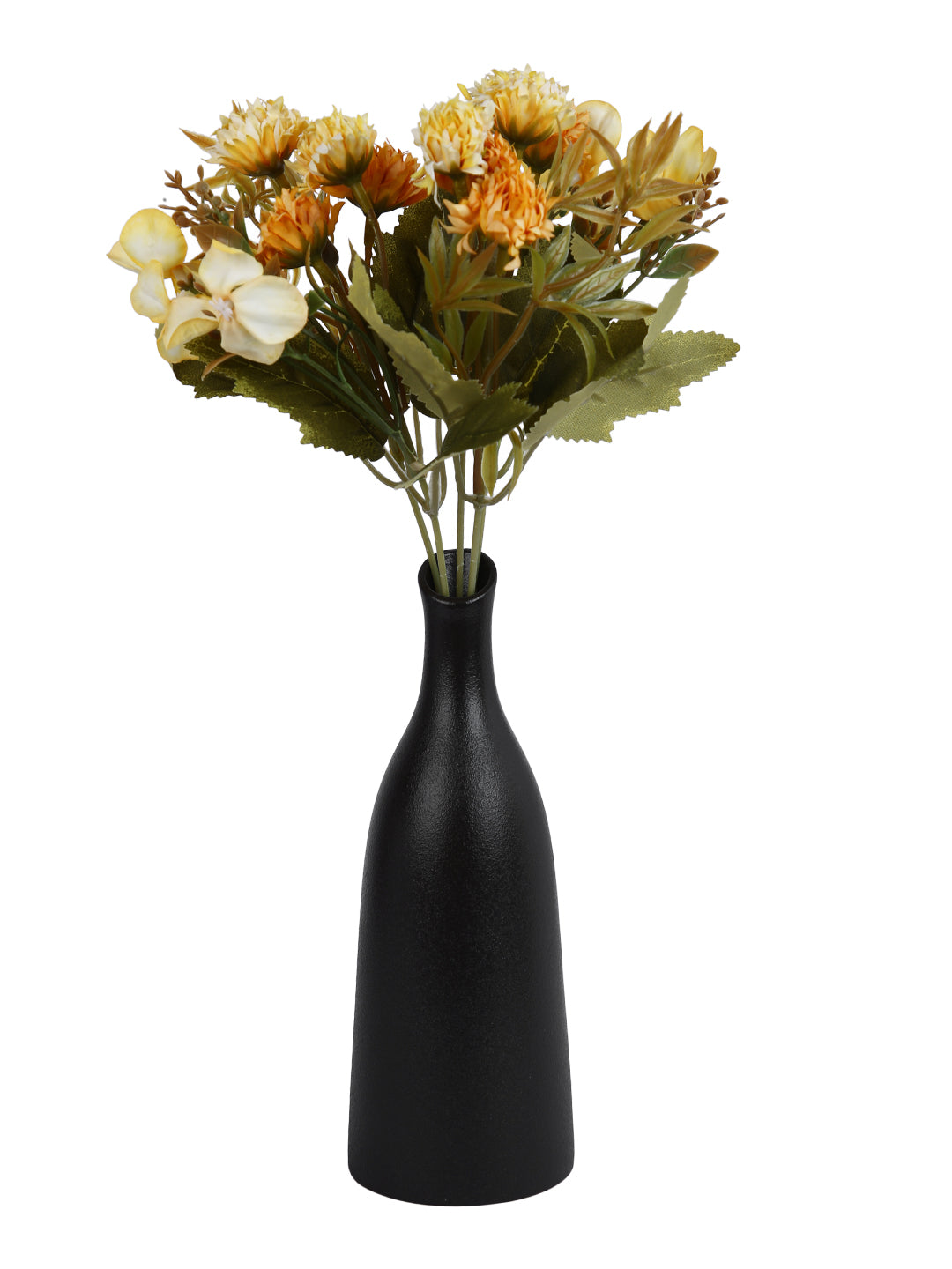 Black Midnight Elegance Matte Ceramic Flower Vase