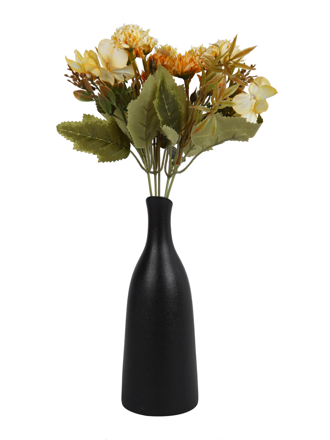 Black Midnight Elegance Matte Ceramic Flower Vase