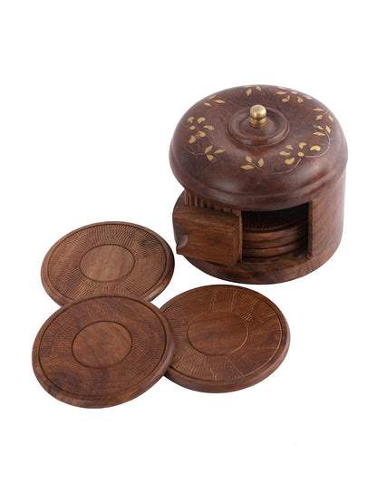 Wooden Coaster Set with Holder