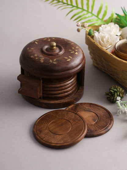 Wooden Coaster Set with Holder