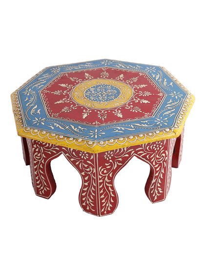 Handpainted Round Shape Wooden Stool