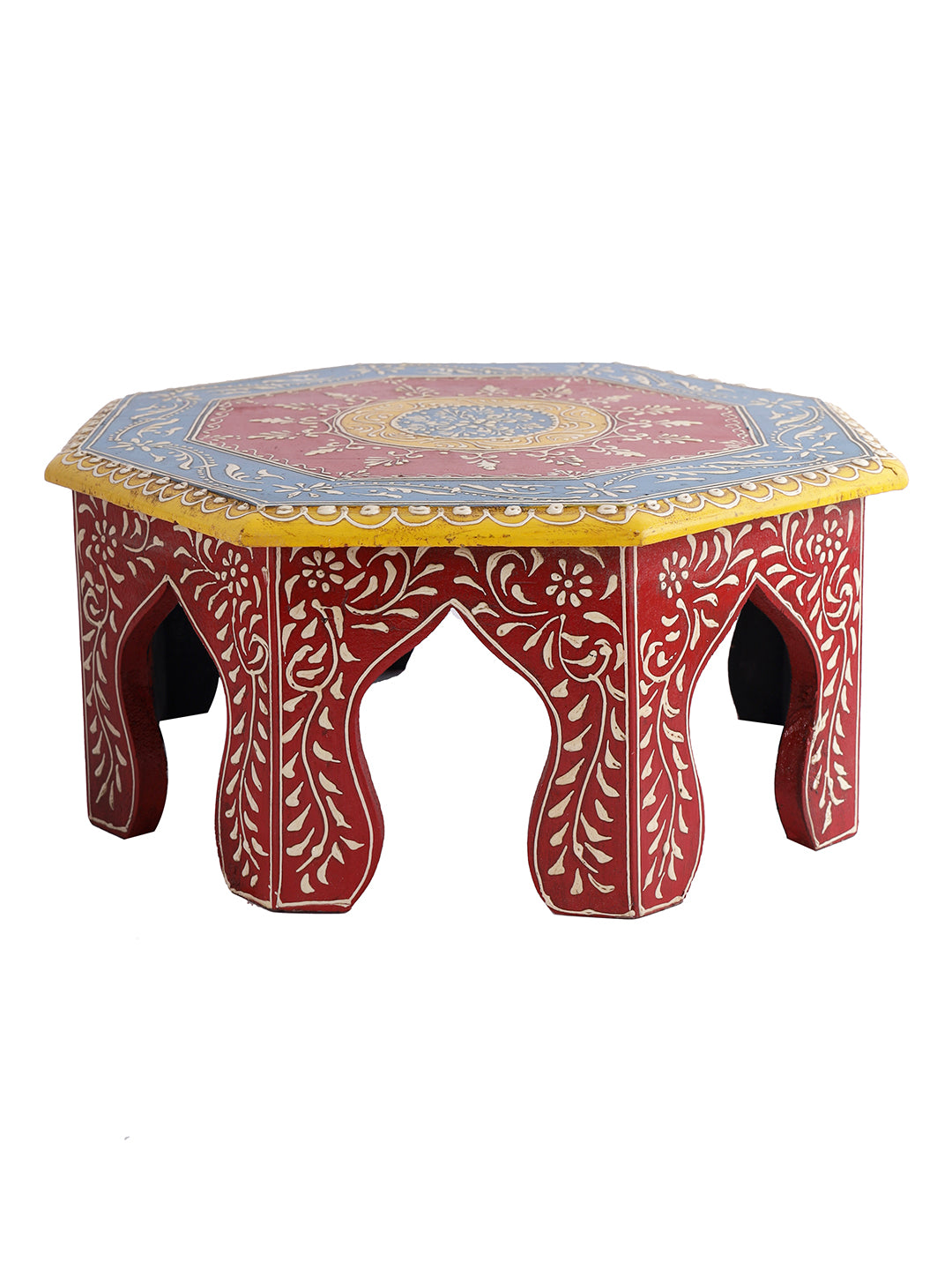 Handpainted Round Shape Wooden Stool