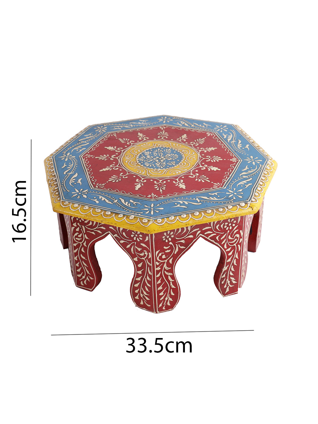 Handpainted Round Shape Wooden Stool