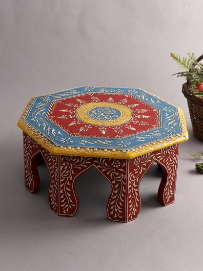 Handpainted Round Shape Wooden Stool