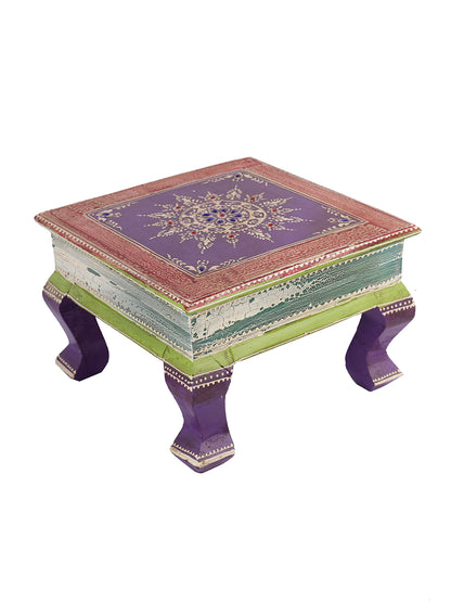 Traditional Prints Wooden Bajot Stool/Chauki