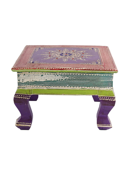 Traditional Prints Wooden Bajot Stool/Chauki