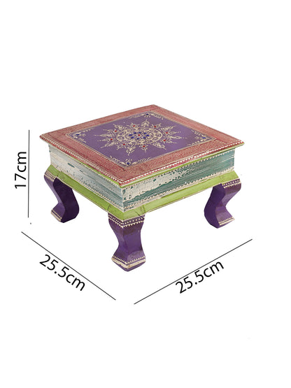 Traditional Prints Wooden Bajot Stool/Chauki