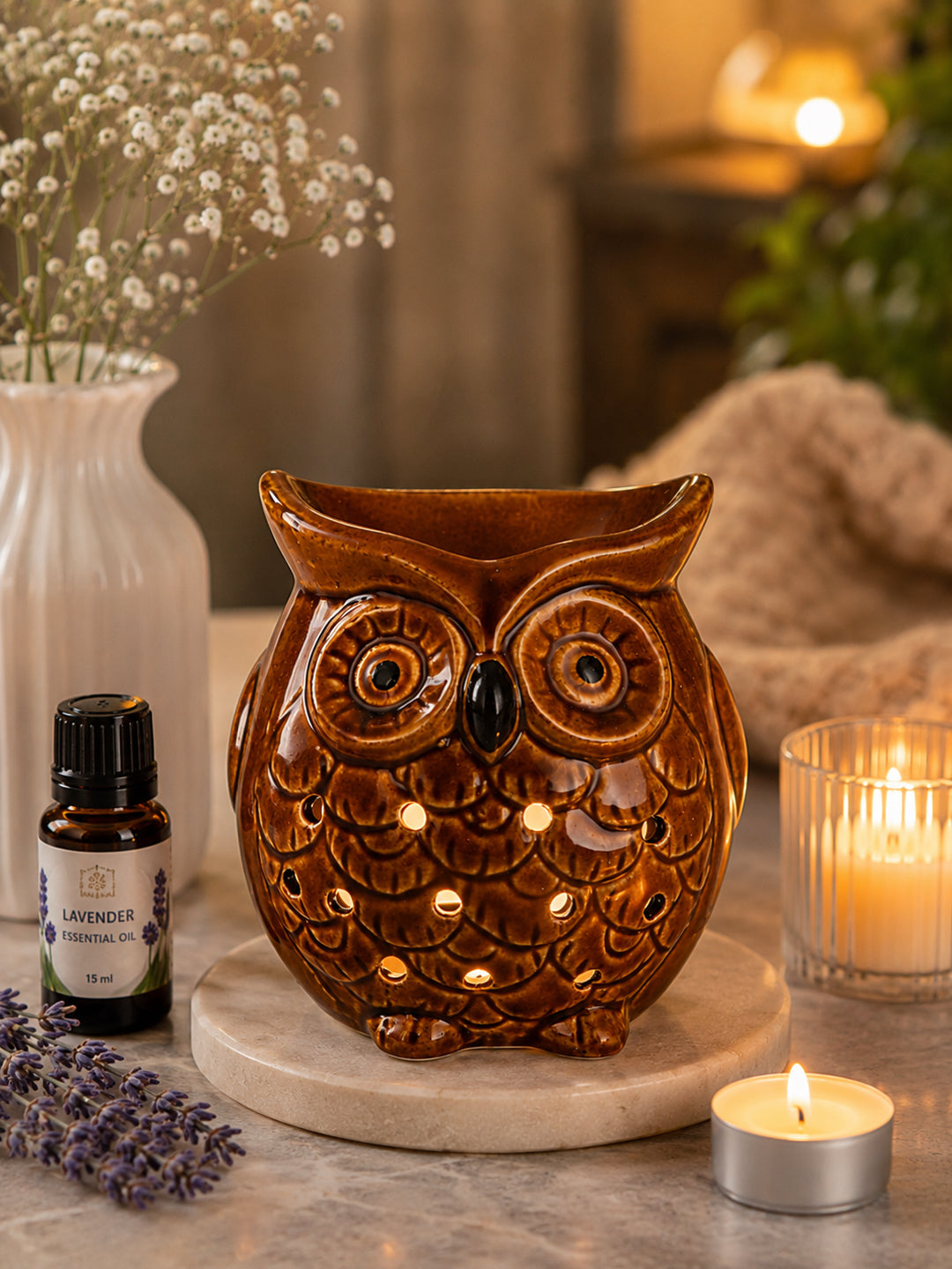 Brown Ceramic Owl Aroma OilDiffusers