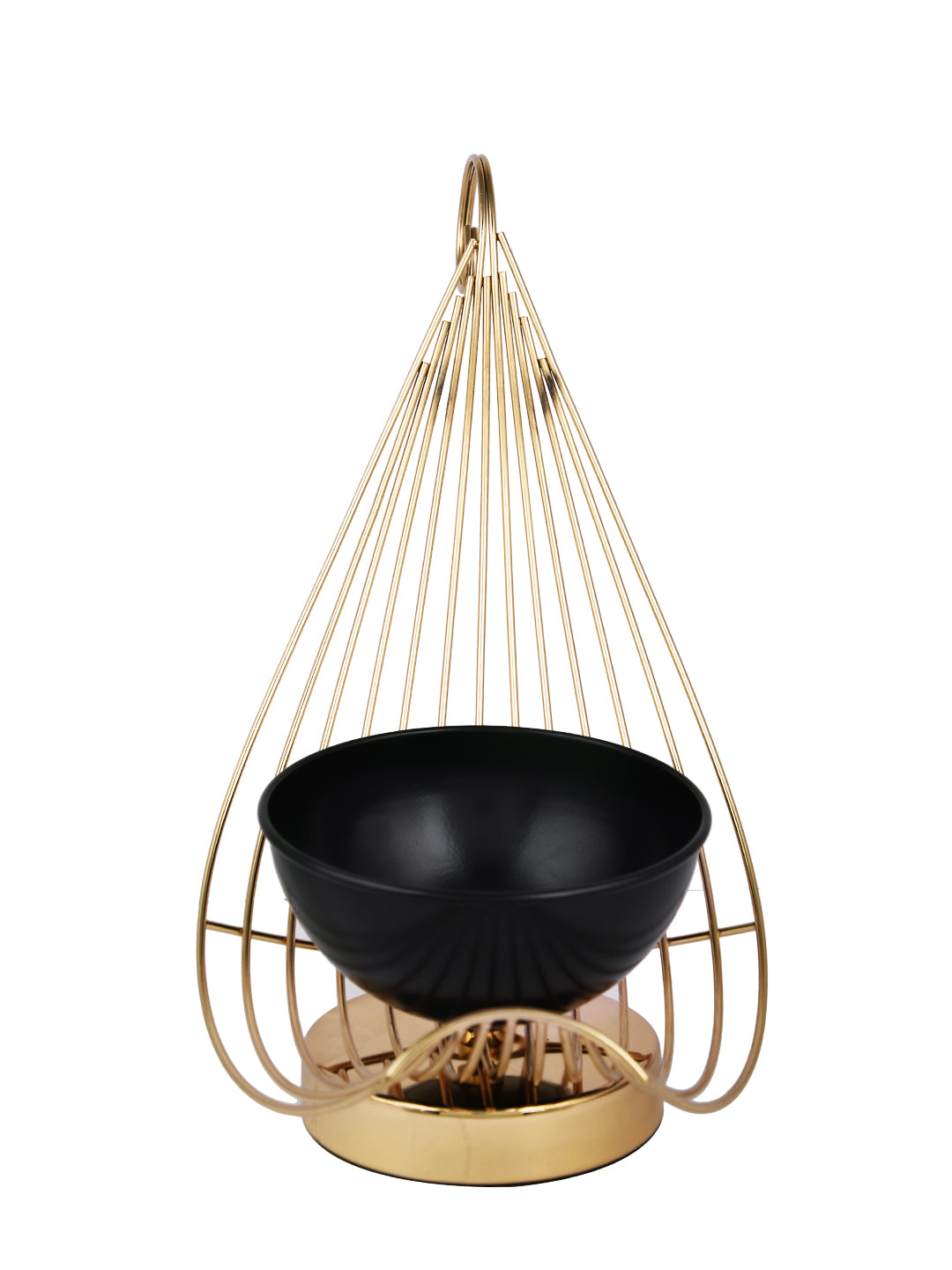 Gold Metal Hanging Candle Holder with Black Bowl