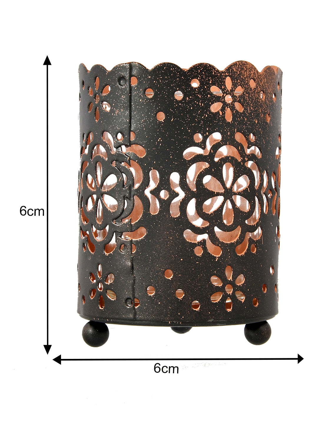 Black Metal Floral Cutout Tealight Candle Holder